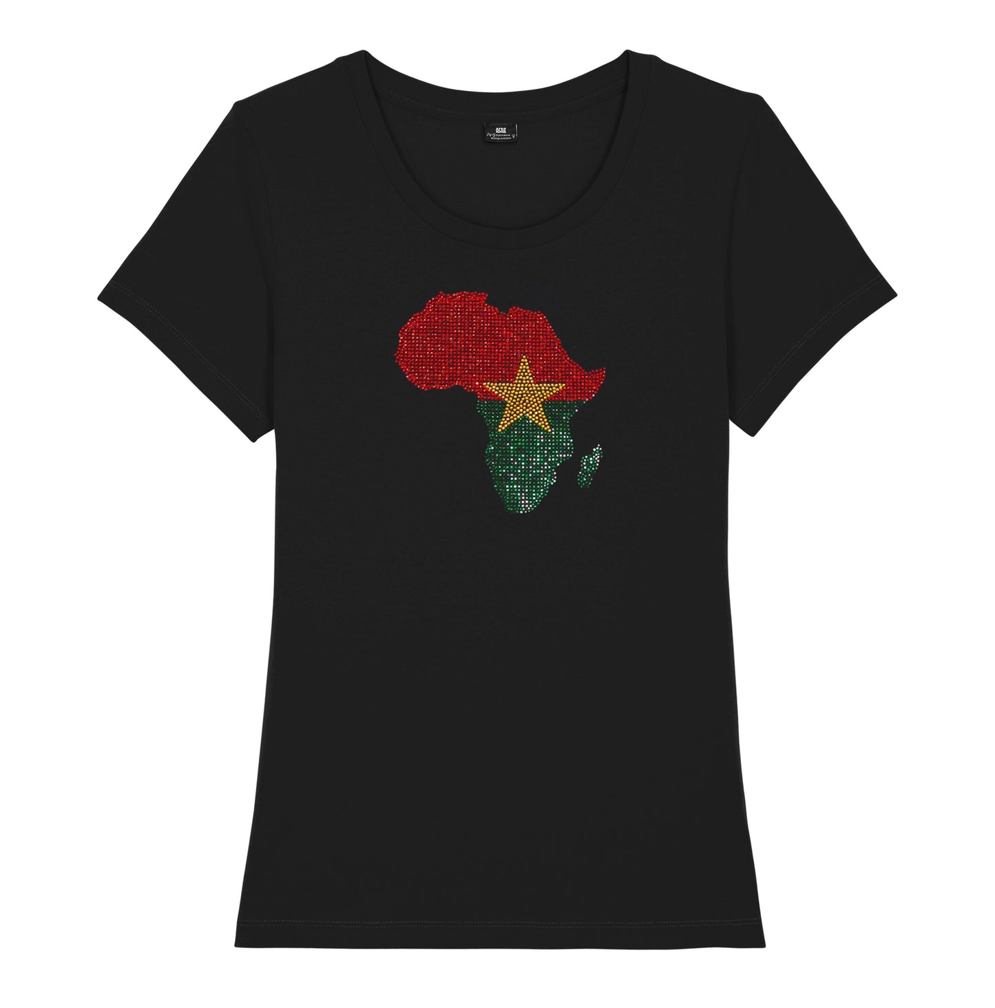 Burkina Faso Womens rhinestone premium t-shirt in black