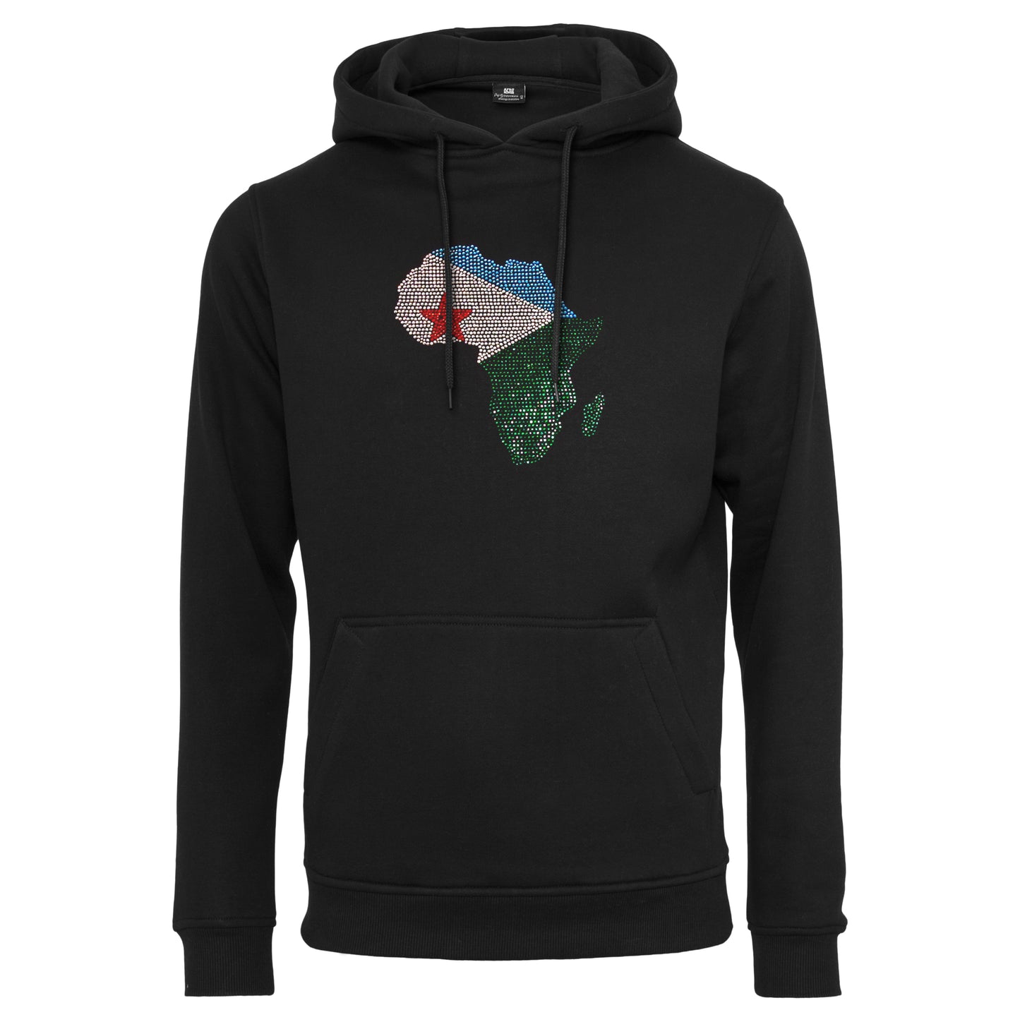 Djibouti Unisex rhinestone premium hoodie in black