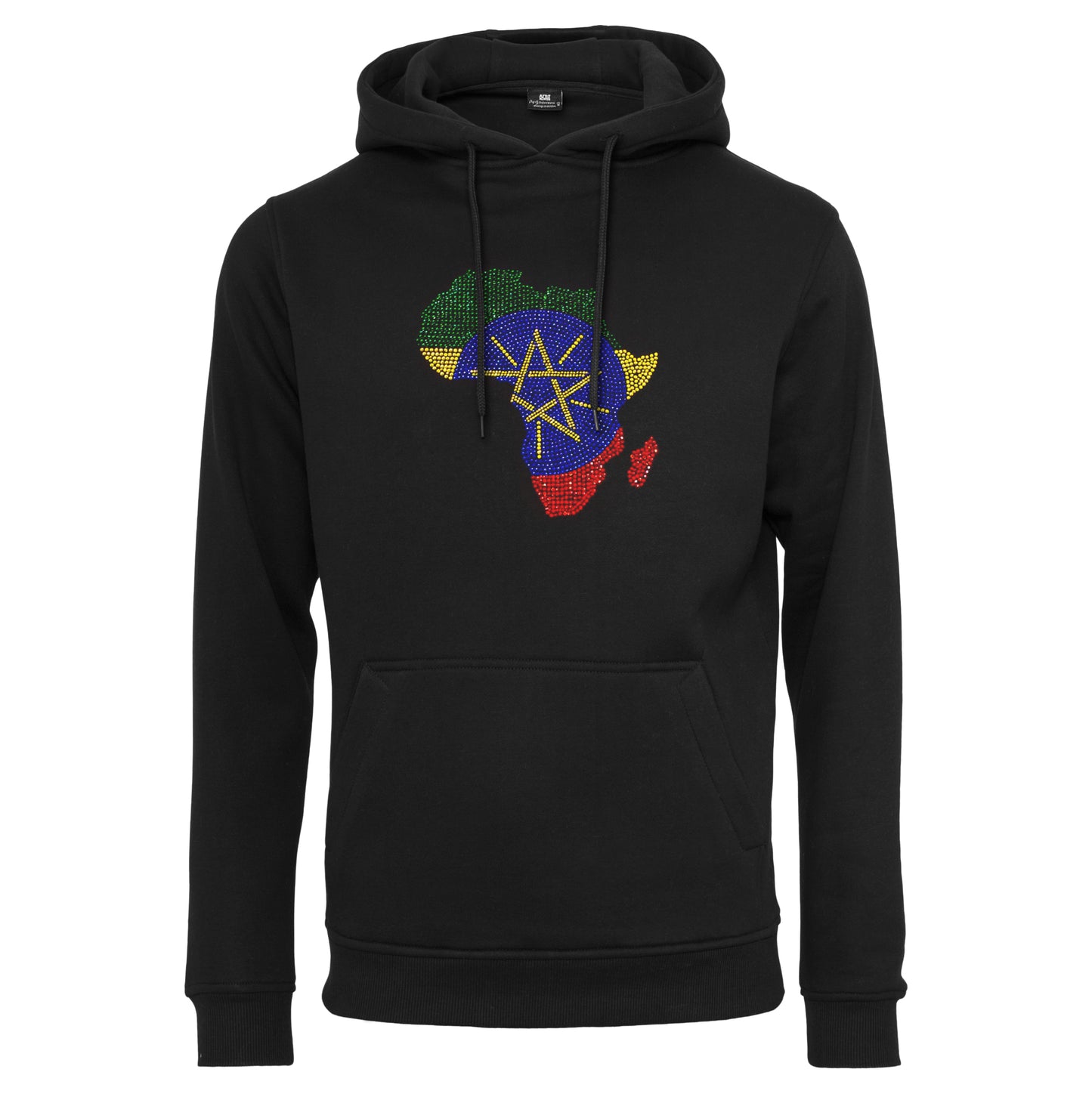 Ethiopia Unisex rhinestone premium hoodie in black