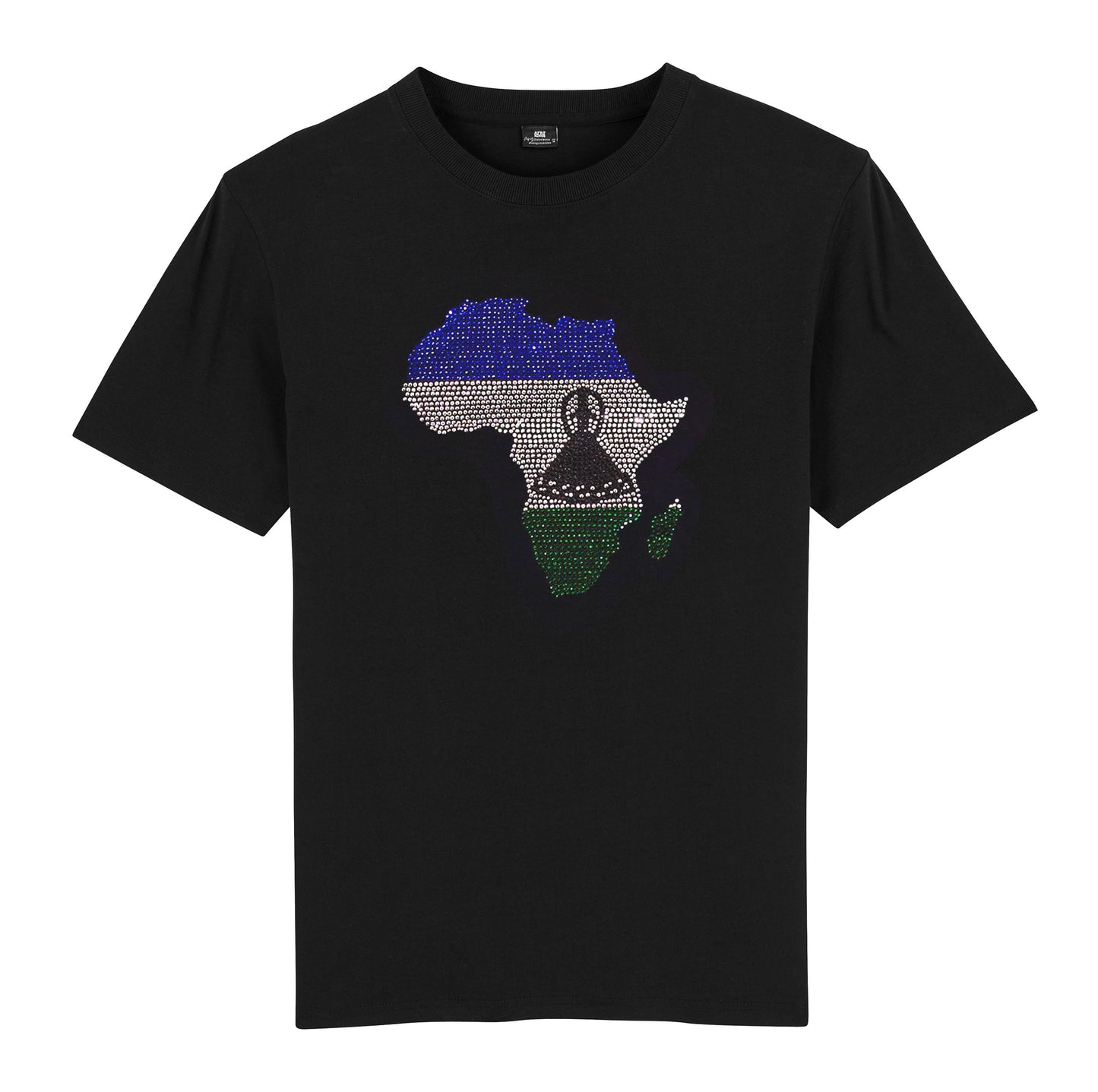 Lesotho Unisex rhinestone premium t-shirt in black
