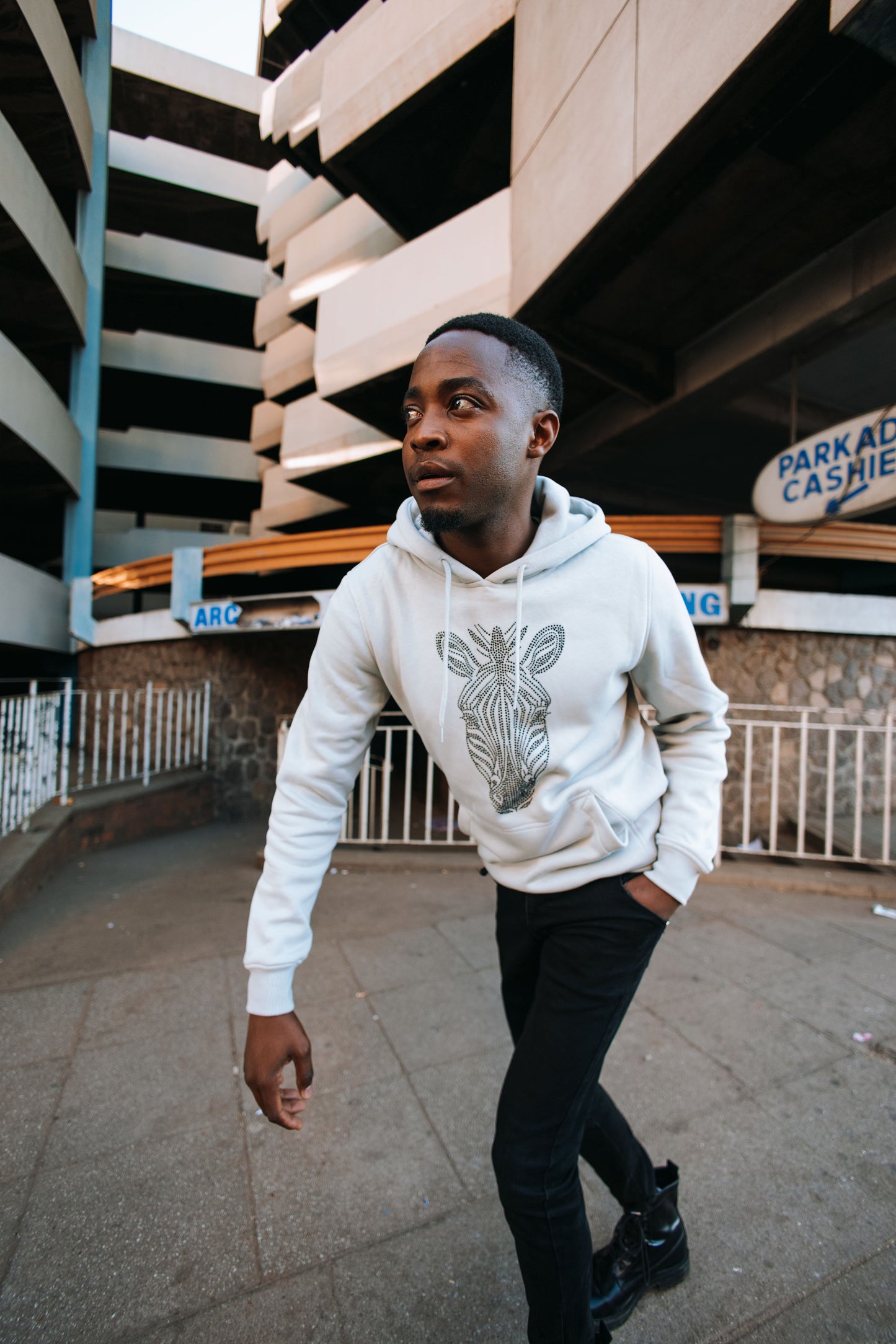 Mbizi • iDube rhinestone premium hoodie in Luminous Slate