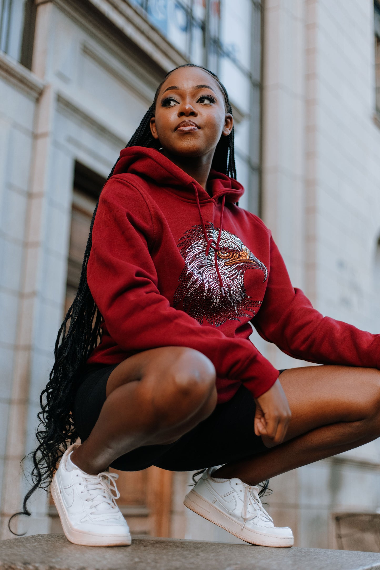 Hungwe • iNyoni rhinestone premium hoodie in Crimson Royale