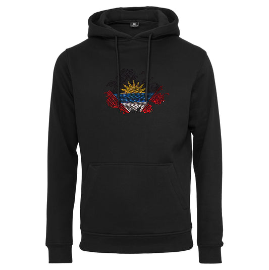 Antigua and Barbuda Unisex rhinestone premium hoodie in black