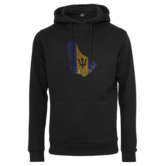 Barbados Unisex rhinestone premium hoodie in black