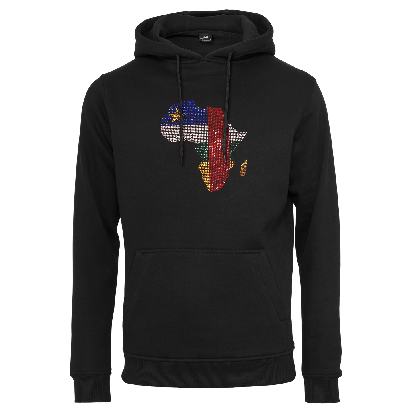 Central African Republic Unisex rhinestone premium hoodie in black