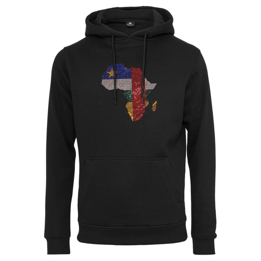 Central African Republic Unisex rhinestone premium hoodie in black
