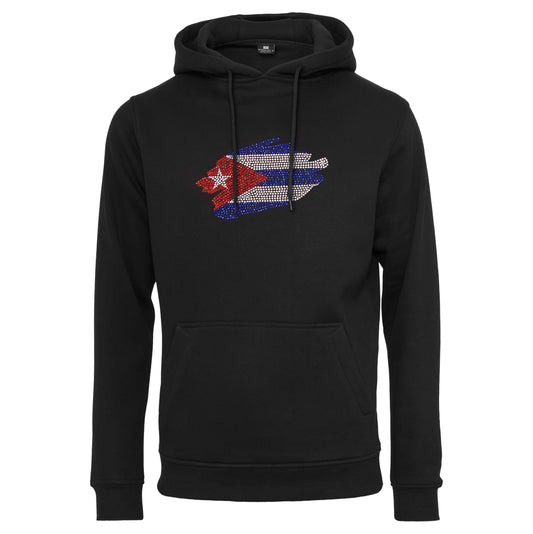 Cuba Unisex rhinestone premium hoodie in black