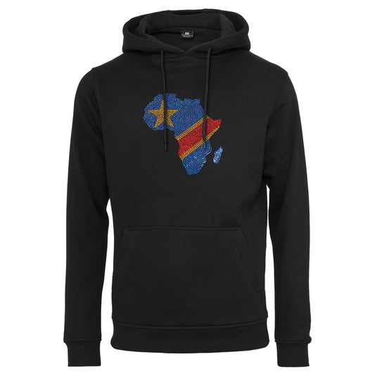 Democratic republic of Congo Unisex rhinestone premium hoodie in black