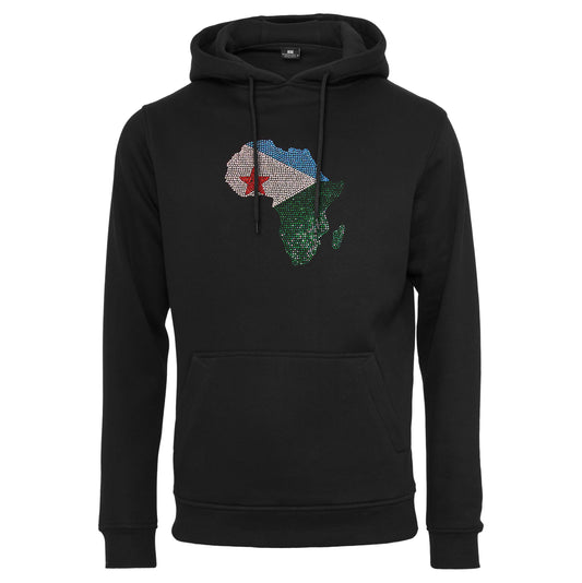 Djibouti Unisex rhinestone premium hoodie in black