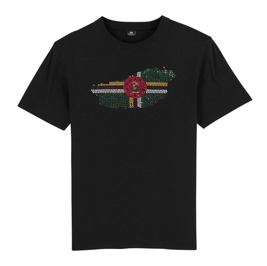 Dominica Unisex rhinestone premium t-shirt in black