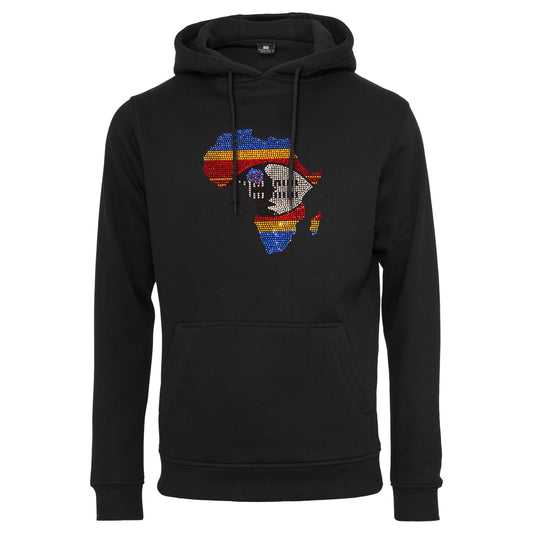 Eswatini Unisex rhinestone premium hoodie in black