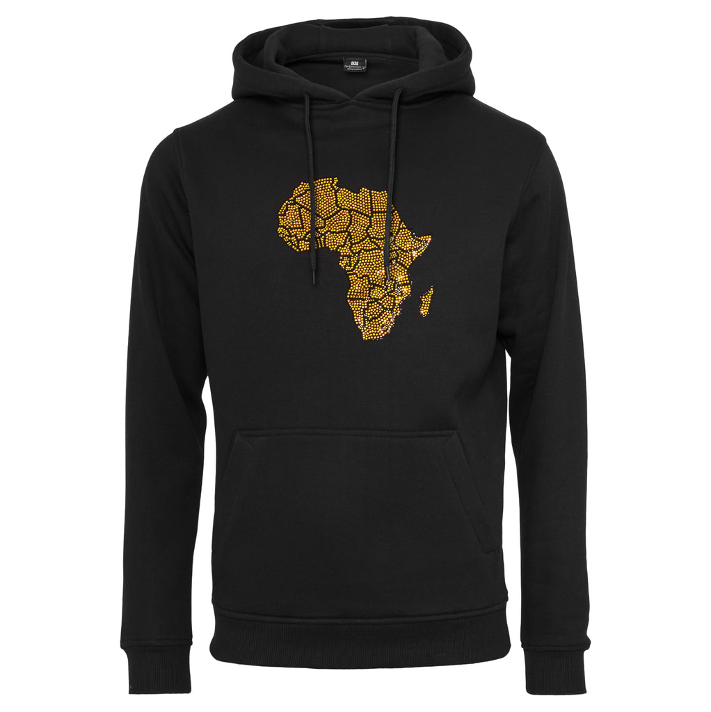 Gold Africa Luxe Unisex rhinestone premium hoodie in black