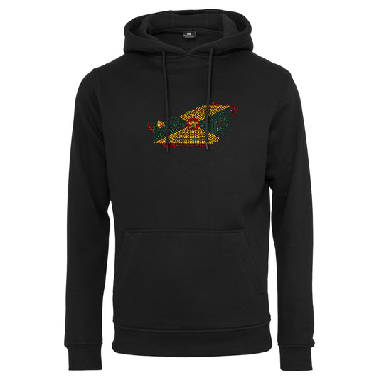 Grenada Unisex rhinestone premium hoodie in black