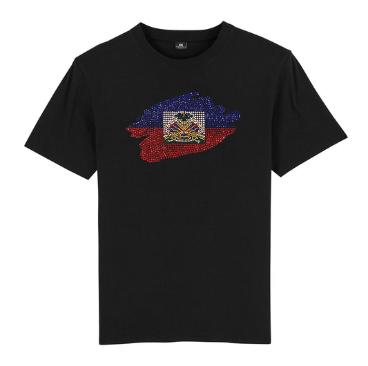 Haiti Unisex rhinestone premium t-shirt in black