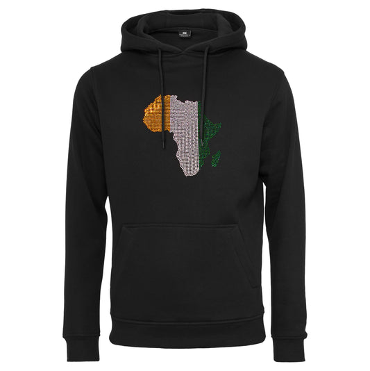 Côte d'Ivoire Unisex rhinestone premium hoodie in black