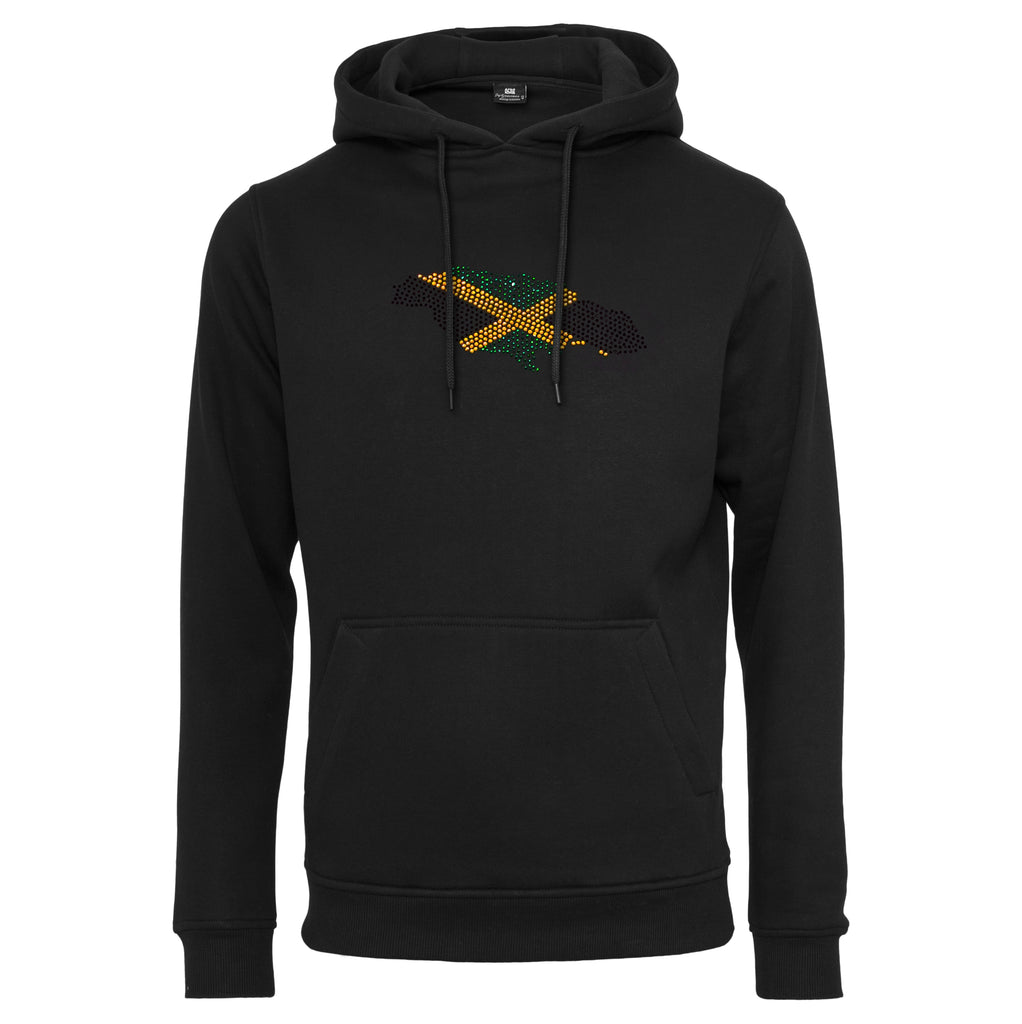 Jamaica Unisex rhinestone premium hoodie in black