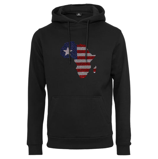 Liberia Unisex rhinestone premium hoodie in black