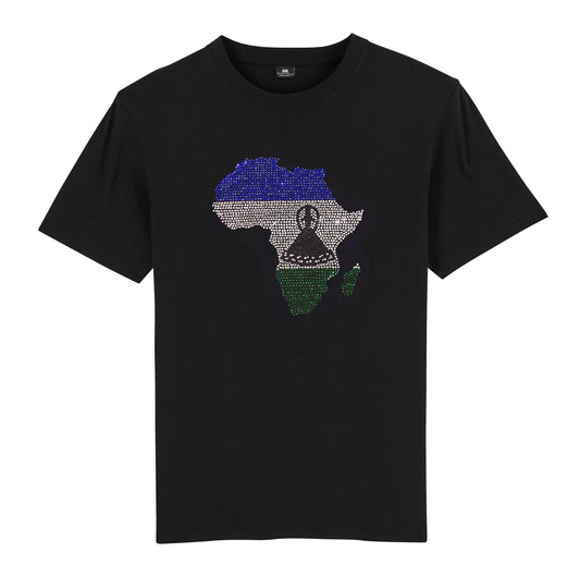 Lesotho Unisex rhinestone premium t-shirt in black