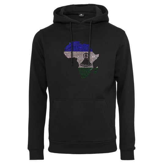 Lesotho Unisex rhinestone premium hoodie in black