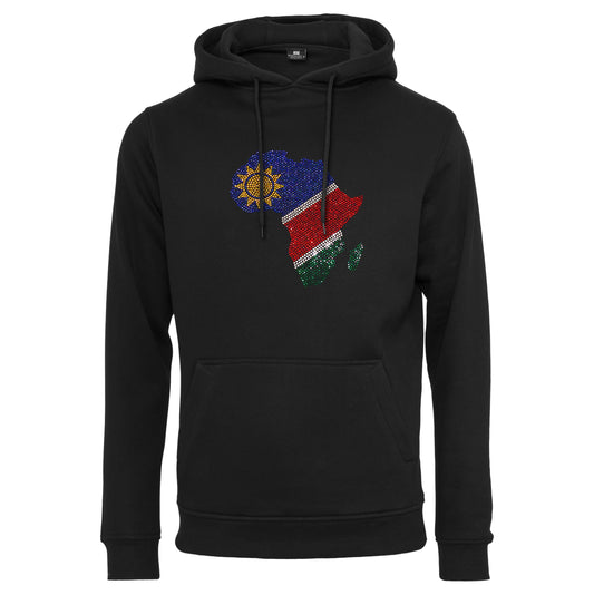 Namibia Unisex rhinestone premium hoodie in black