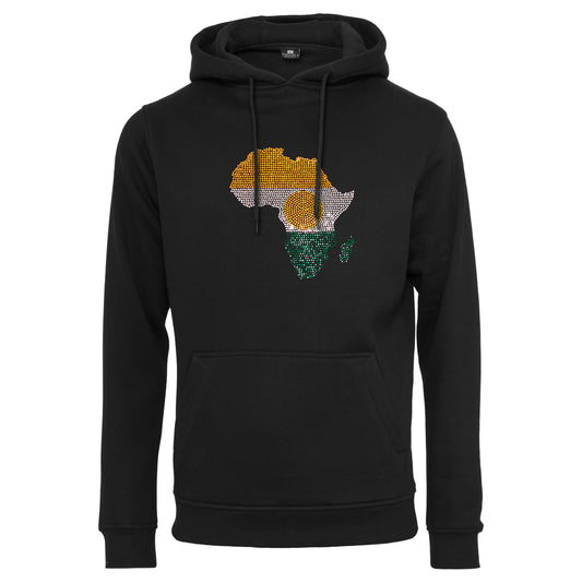 Niger Unisex rhinestone premium hoodie in black