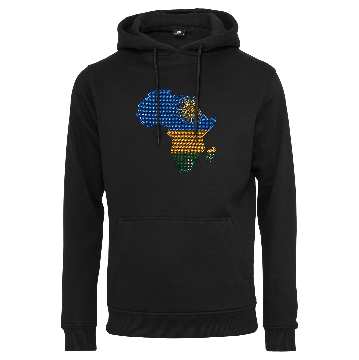 Rwanda Unisex rhinestone premium hoodie in black