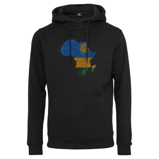 Rwanda Unisex rhinestone premium hoodie in black