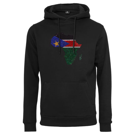 South Sudan Unisex rhinestone premium hoodie in black
