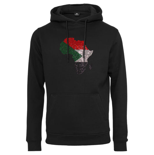 Sudan Unisex rhinestone premium hoodie in black