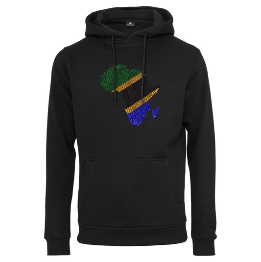 Tanzania Unisex rhinestone premium hoodie in black