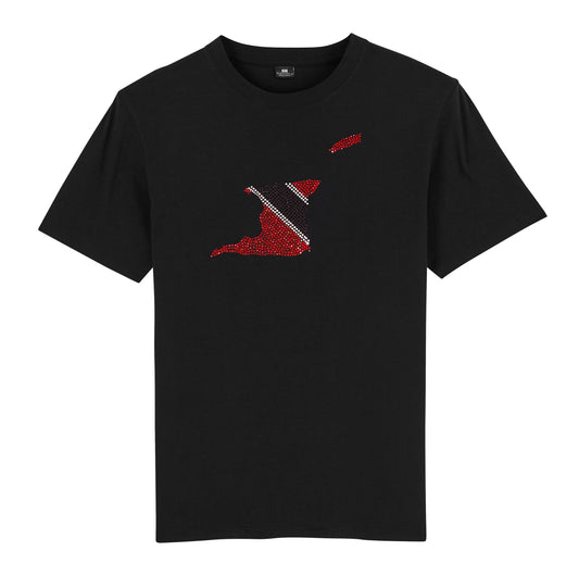 Trinidad and Tobago Unisex rhinestone premium t-shirt in black