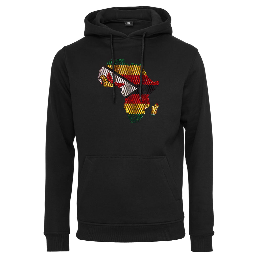 Zimbabwe Unisex rhinestone premium hoodie in black