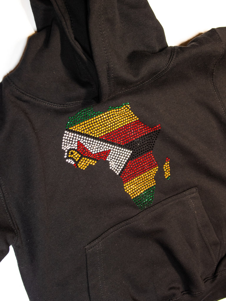 Zimbabwe Kids rhinestone premium hoodie in black